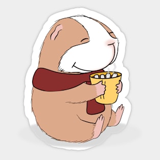 Guinea pig enjoying hot drink Sticker